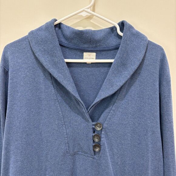 Banana Republic Blue Henley Shawl Sweater Mens XL Dad Grandpa Normcore - Picture 2 of 9